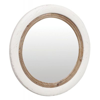 Miroir Rond Blanc Et Bois - RIVIERA INTERIOR'S