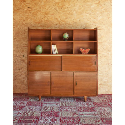 Vitrine scandinave en bois Victoria N°1253 - Bon état DEBONGOUT