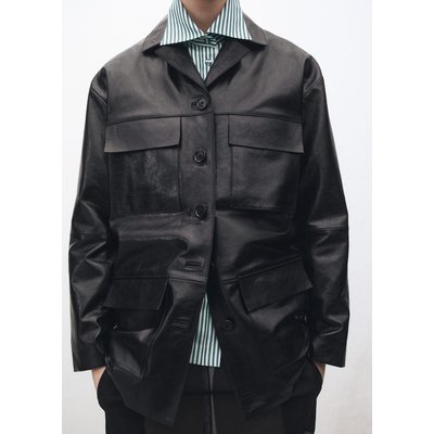 Veste oversize cuir poches MANGO