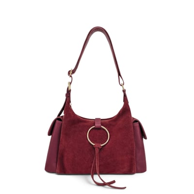 Sac hobo en cuir grainé et cuir velours LARA OH MY BAG
