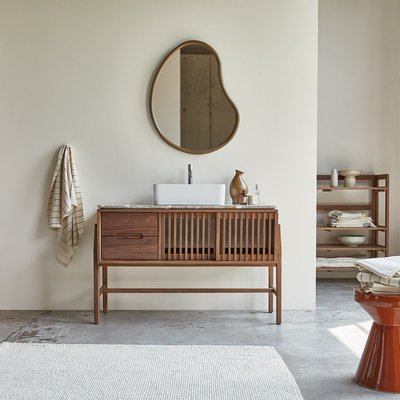 Meuble salle de bain en noyer massif et terrazzo premium 125 cm ISAURE TIKAMOON