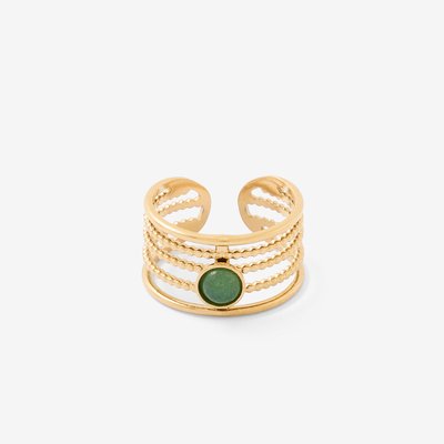 Bague pierre verte en acier inoxydable BALABOOSTE