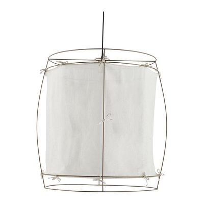 Suspension JADE en tissu blanc et métal doré finition laiton - Grand modèle - H. 75 cm BLANC D’IVOIRE