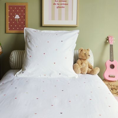 Parure de couette 1 personne coton bio PETITS CŒURS LITTLE CREVETTE