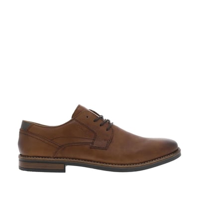 Derbies en cuir cognac à talon décroché bas et à lacets ronds cognac RIEKER