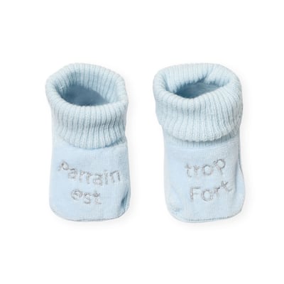 chausson pour bébé brodé parrain est trop fort TROIS KILOS SEPT