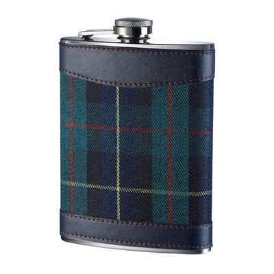 Hip Flask in Green Tartan Design, 8oz SO'HOME