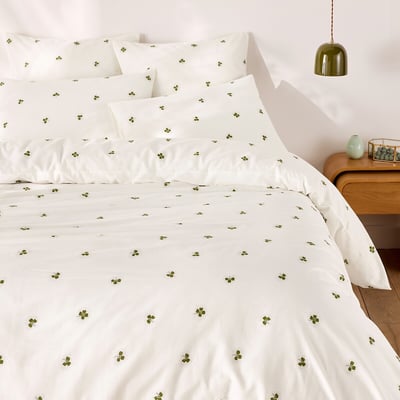 Parure de lit 30% coton recyclé, taie rectangle, imprimé trèfles, LUCKY CLOVER LA REDOUTE INTERIEURS