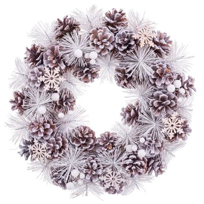 Couronne de l'Avent enneigée pommes de pin décoration Noël - 35cm WADIGA
