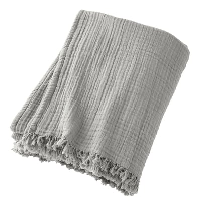 Plaid à franges, en 100% gaze de coton EDEN
