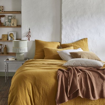 Housse de couette unie en gaze de coton lavée, TENDRESSE ESSIX