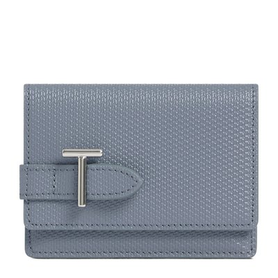 Porte cartes à rabat en cuir signature T EMILIE LE TANNEUR