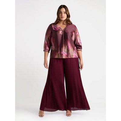 Pantalon large avec inserts latéraux plissés et élastique à la taille dans le dos FIORELLA RUBINO
