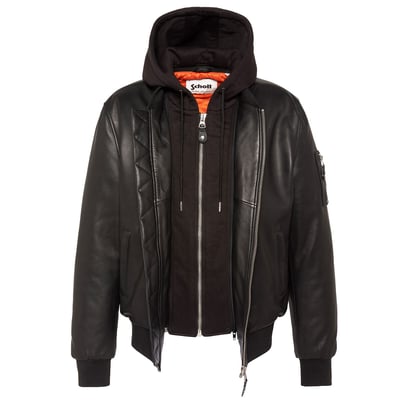 Bomber en cuir, à capuche, LCSPORT SCHOTT