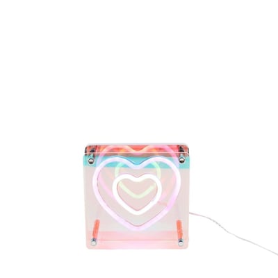 Cadre néon double coeur coloré 15x15cm ORNAMI