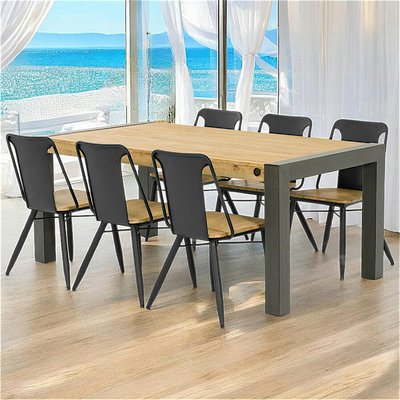 Table à manger extensible style industriel bois et métal 180/230cm BROOKLYN PIER IMPORT