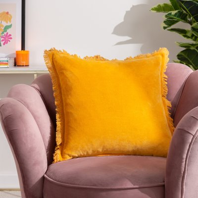 Gracie Velvet Fringed Feather Filled Cushion FURN.