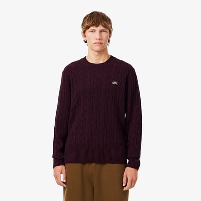Pull torsadé en laine col rond LACOSTE
