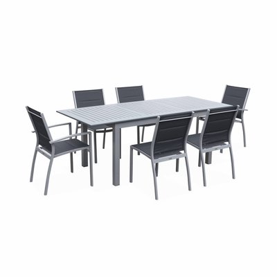 Table de jardin extensible aluminium 4 chaises 2 fauteuils CHICAGO 210 SWEEEK
