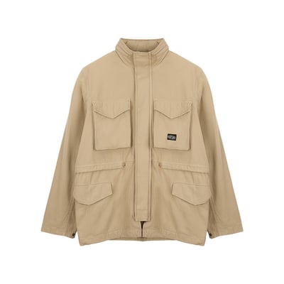 Blouson en coton beige uni à coupe ample avec un col montant TEDDY SMITH