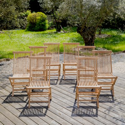 Chaises en teck, lot de 8, LOMBOK HAPPY GARDEN