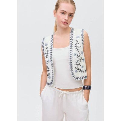 Gilet crop broderie à fleurs MANGO TEEN