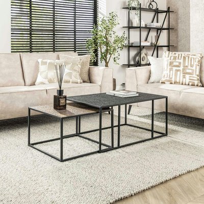 Table gigogne noir et or NOVA (lot de 2 pièces) PIER IMPORT