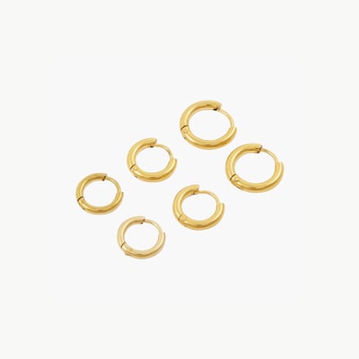 Set de 3 mini créoles en acier inoxydable doré BALABOOSTE