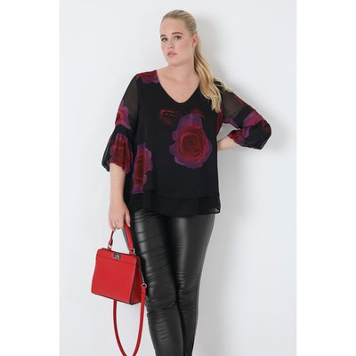 Blouse trapèze superposée en voile imprimé JEAN-MARC PHILIPPE