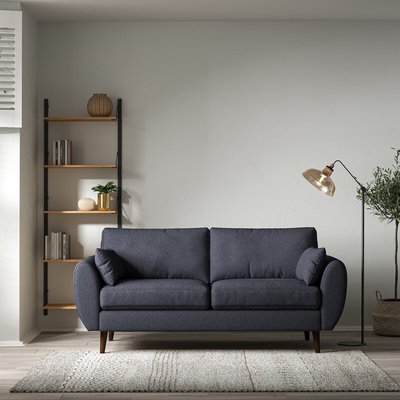 Ada Scandi Soft Brushed 3 Seater Sofa with Dark Wood Legs SO'HOME