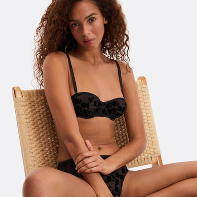 Reggiseno a balconcino in tulle elasticizzato floccato, DAHLIA LA REDOUTE COLLECTIONS