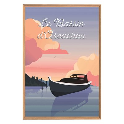 Tableau Mural Illustration Coucher Soleil Arcachon PLAGE CEANOTHE