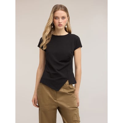 T-shirt avec drapé latéral asymétrique MOTIVI