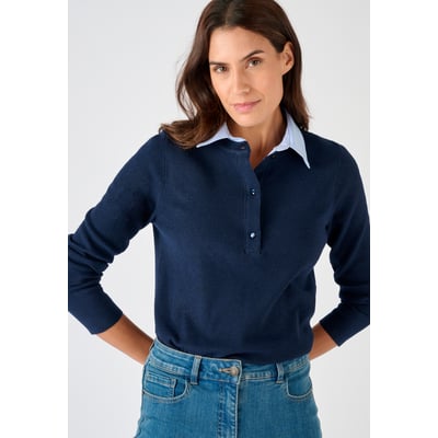 Pull Thermolactyl col chemisier chambray DAMART