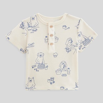 T-shirt manches courtes imprimé en nid d'abeille en coton BIO GOTS BOUT'CHOU