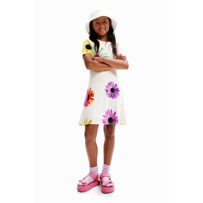 Robe courte tissu côtelé marguerites DESIGUAL