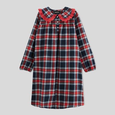 CHEMISE DE NUIT A CARREAUX COL CLAUDINE MONOPRIX