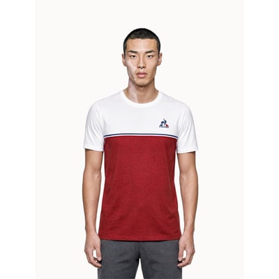 T-shirt en jersey de coton avec bande tricolore Tricolores LE COQ SPORTIF
