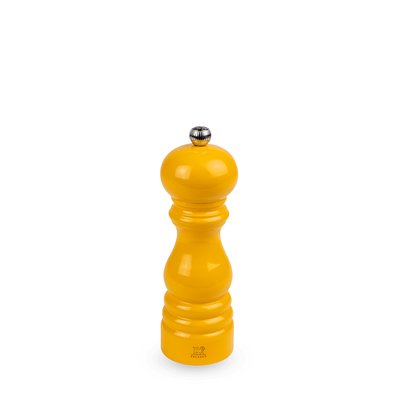 Moulin à sel manuel en bois laqué, jaune safran, 18 cm - 7in. Paris PEUGEOT