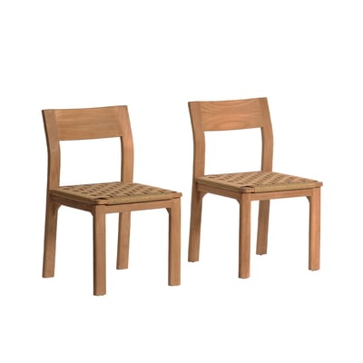 Lot de 2 chaises de jardin en teck et rotin  PIANA BERAH GETAH