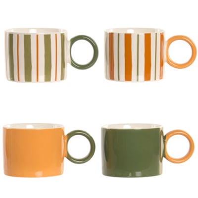 Set de 4 mugs en porcelaine new bone multicolore 40cl WADIGA