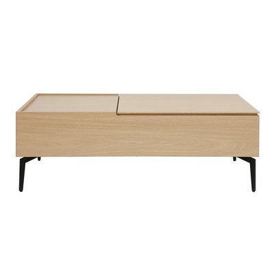 Table basse relevable rectangulaire bois clair finition chêne et métal noir L103 cm SEDA MILIBOO