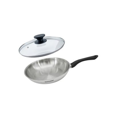 Set poêle 28 cm en inox et couvercle verre GENEVA FACKELMANN