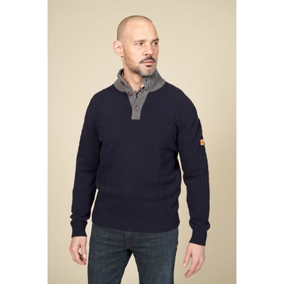 Pull col montant boutonné et torsades MCS