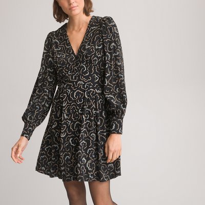 Robe évasée, courte, manches longues, imprimée LA REDOUTE COLLECTIONS