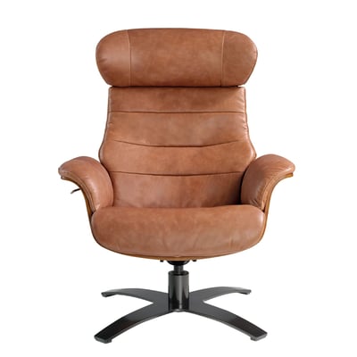 Fauteuil pivotant inclinable en cuir marron ANGEL CERDA