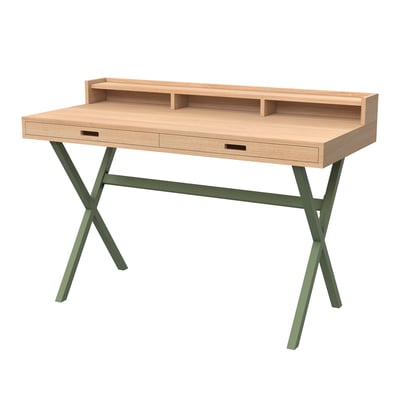 Bureau en chêne teinté et métal coloré, HYPPOLITE HARTO