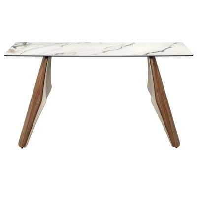 Console rectangulaire en marbre porcelainé, acier et bois ANGEL CERDA