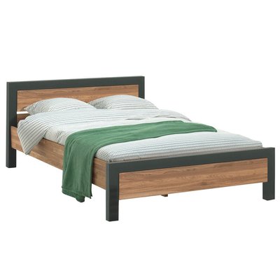 Lit 140 cm bois chêne massif style industriel FERSCOTT PIER IMPORT