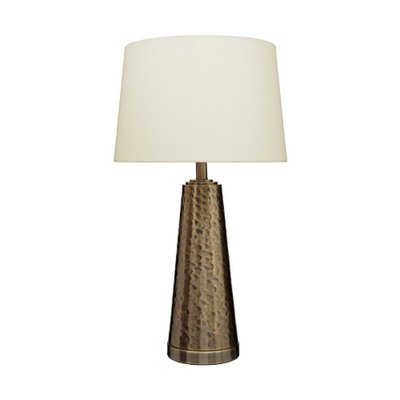 Texture Antique Brass Finish Iron With Linen Shade Table Lamp SO'HOME